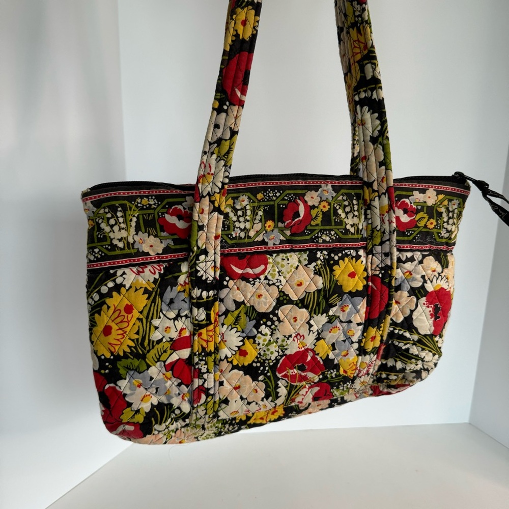 Vera Bradley Tote Bag Purse Red Yellow Floral Quilted - Picture 5 of 12